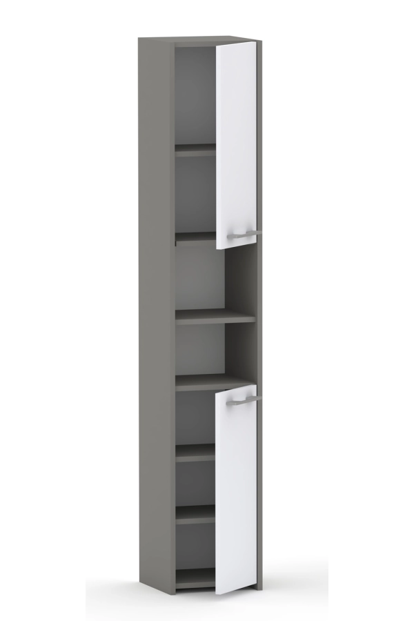 Słupek łazienkowy LUNA 30 cm 2D szary z białym frontami, mat/połysk